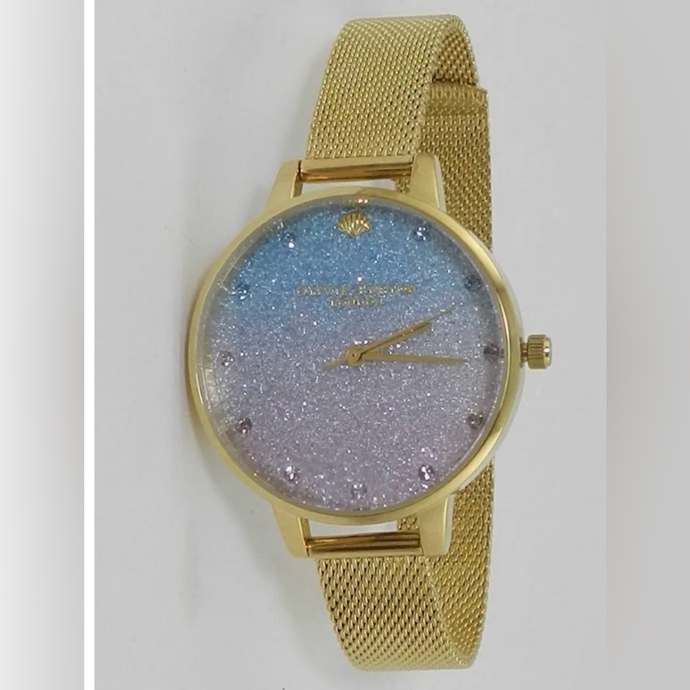 Olivia Burton “Under the sea” Glitter ombré goldtone watch NWOT